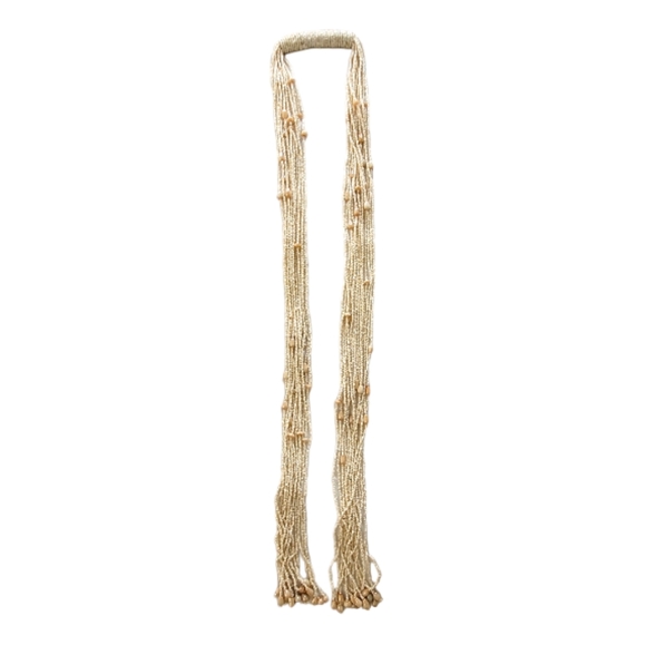 Bijoux Terner Cream Glass Seed Bead Long Ethnic Lariat Necklace - Picture 2 of 5
